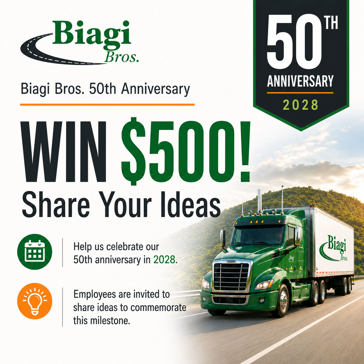 50th anniversary of Biagi Bros. in 2028